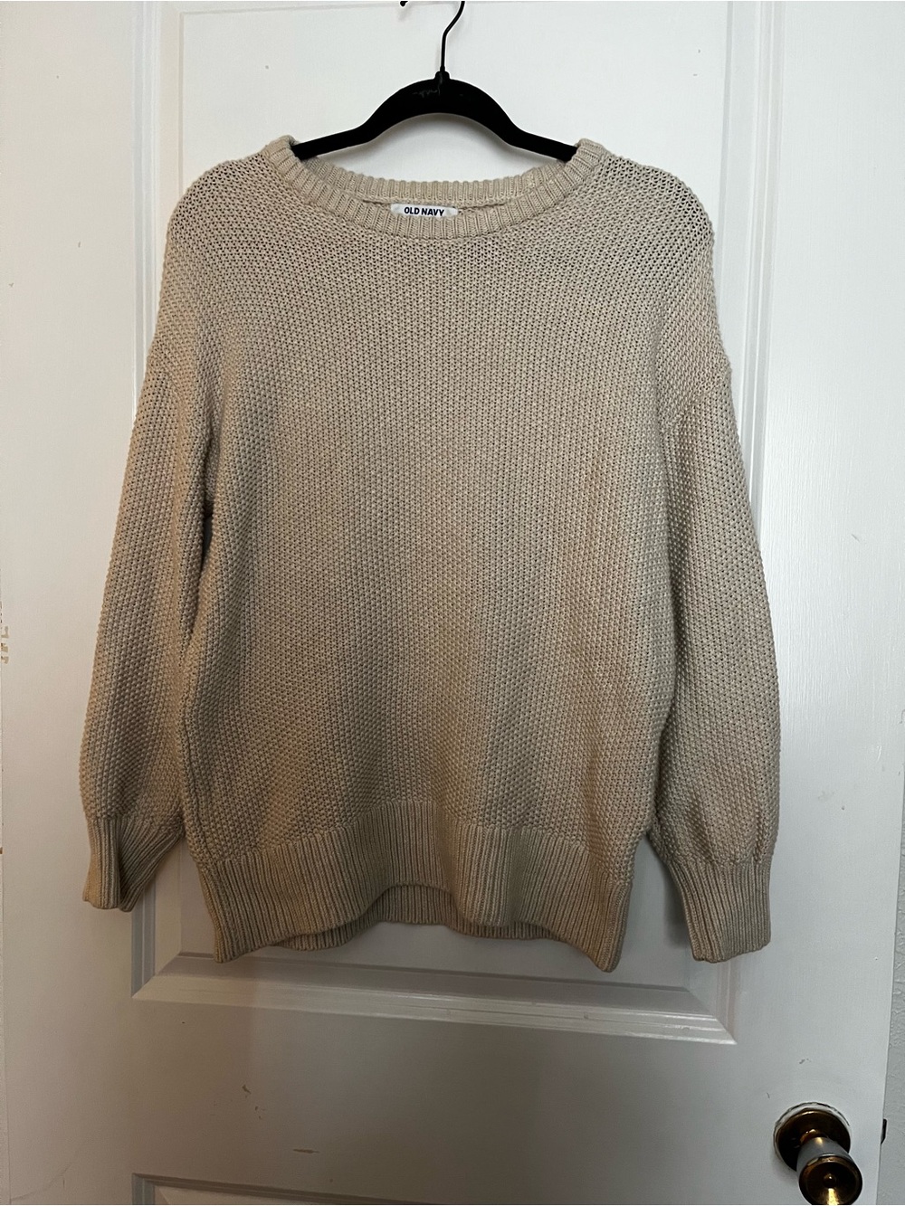 Old Navy Neutral Beige Waffle Crew Sweater